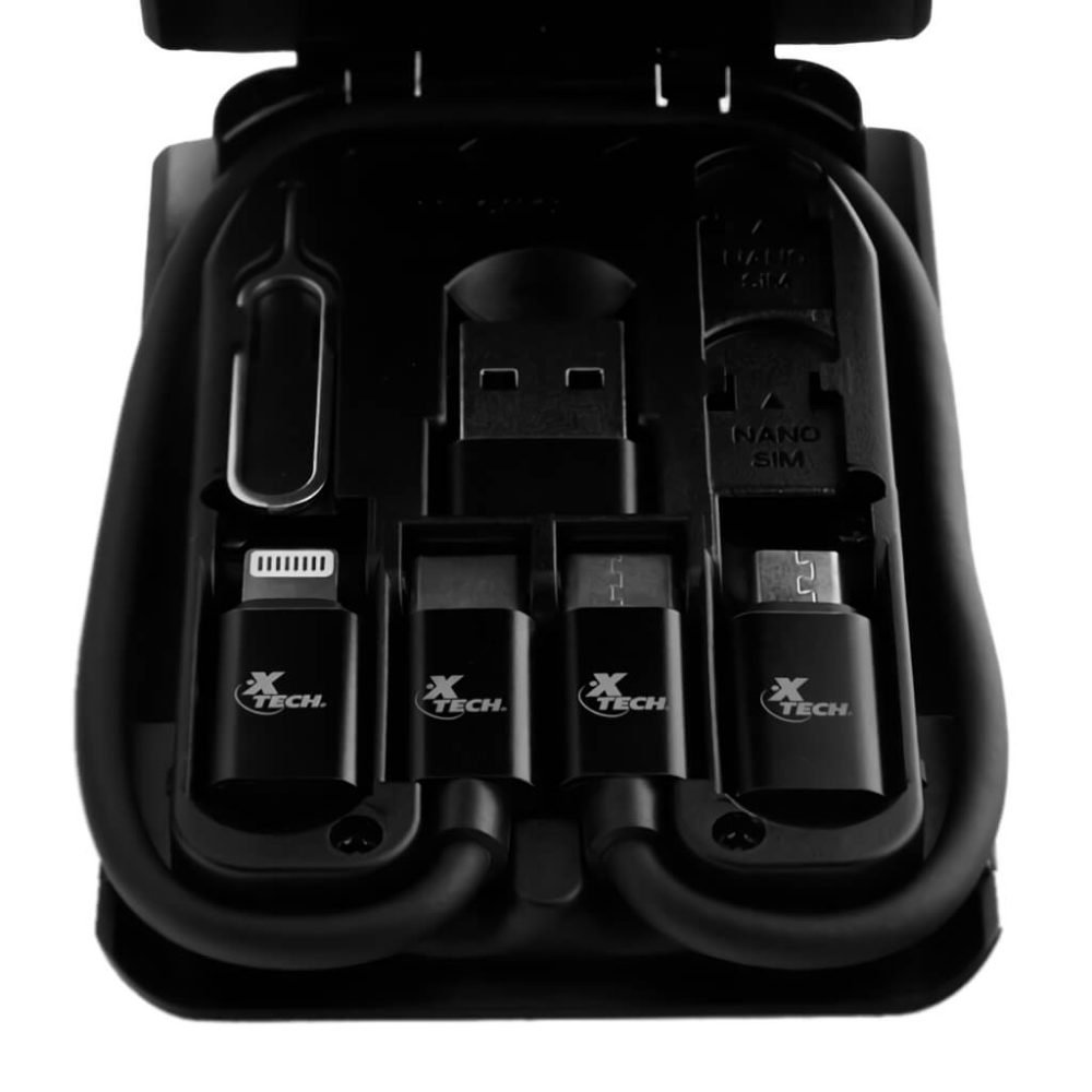 Xtech - USB type C Cable Kit - 24 pin USB-C - USB type C w adpt USB A - Micro USB - Lightning - 29 cm - Black - XTC-570 - Imagen 4