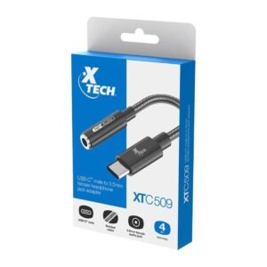 Xtech - Headphone Jack Adapter - 24 pin USB-C - 3.5mm TRRS - 10 cm - Black - USB-C (M) to 3.5 mm(f) XTC-509