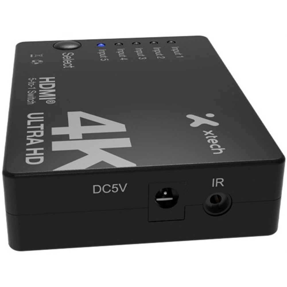 Xtech - 5-port to 1 HDMI switch - 4KUHD w remote control XHA-430 - Imagen 3