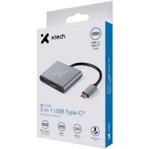 Xtech - Video adapter - USB Type C - HDMI (f) Type C(f) USB 3.0(f) - Aluminum - 3 in one XTC-566