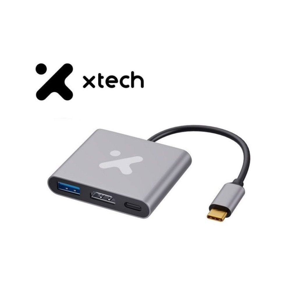 Xtech - Video adapter - USB Type C - HDMI (f) Type C(f) USB 3.0(f) - Aluminum - 3 in one XTC-566 - Imagen 3