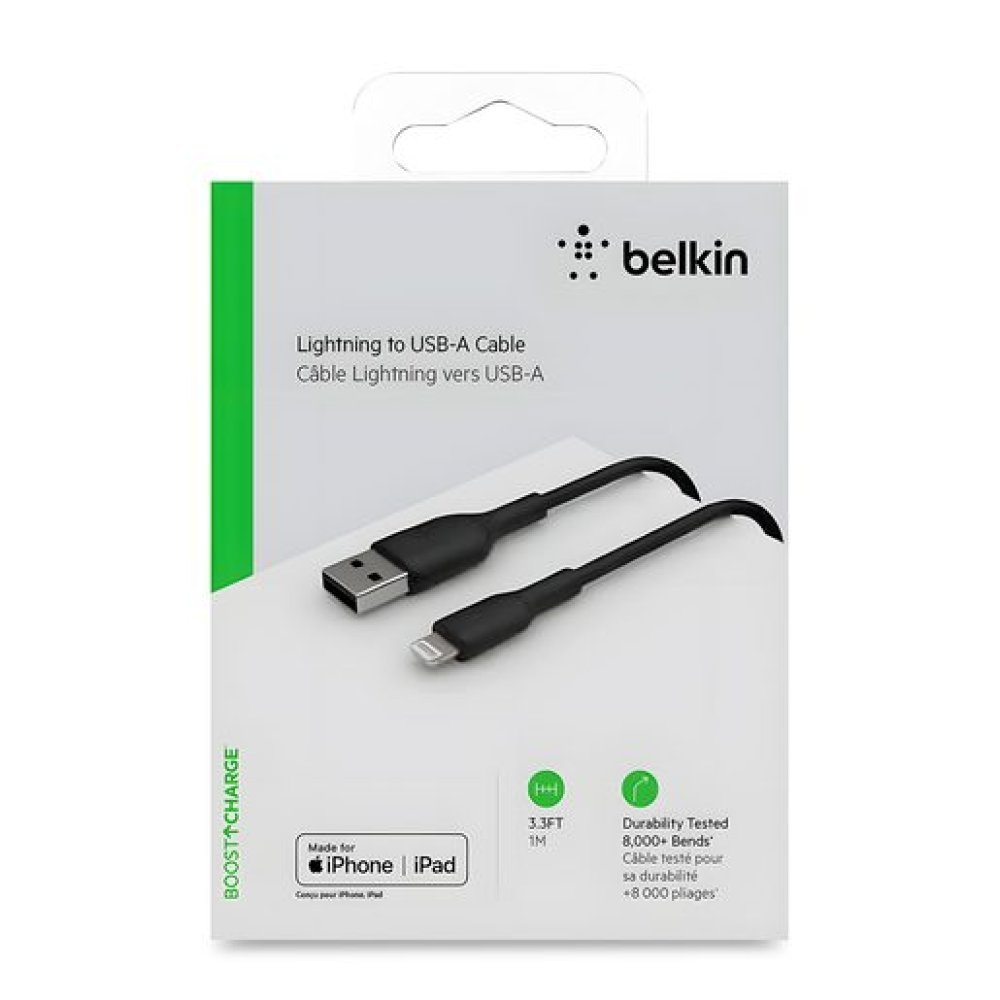 Belkin BOOST CHARGE - Lightning cable - Lightning male to USB male - 1 m - black - for Apple 10.5-inch iPad Pro; 12.9-inch iPad Pro (2nd generation); iPhone 11, 11 Pro, 11 Pro Max, 8, XR, XS, XS Max