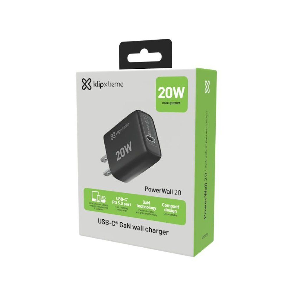 Klip Xtreme - Power converter / charger - 20 Watt - 24 pin USB-C - Cellular phone / Tablet - Wall - Para Smartphones, tablets, small devices - Imagen 3