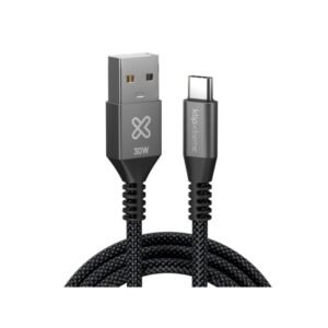 Klip Xtreme - USB cable - 24 pin USB-C - 9 pin USB Type A - 1 m - Black - 30W Braided Fast charging