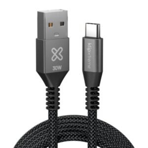 Klip Xtreme - USB cable - 24 pin USB-C - 9 pin USB Type A - 3 m - Black - 30W Braided Fast charging