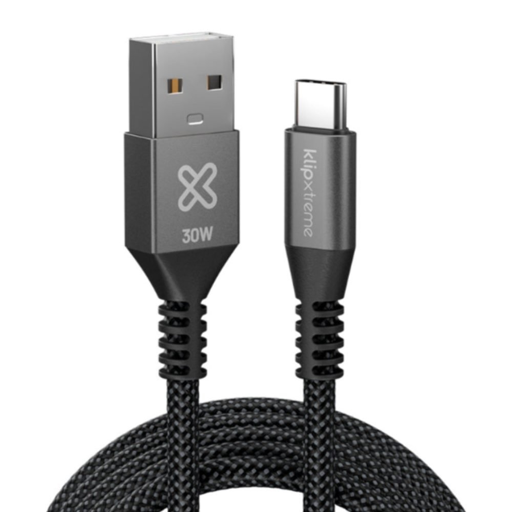 Klip Xtreme - USB cable - 24 pin USB-C - 9 pin USB Type A - 3 m - Black - 30W Braided Fast charging
