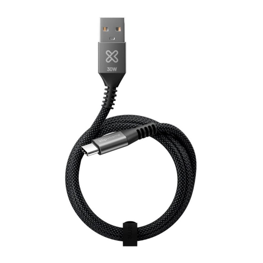 Klip Xtreme - USB cable - 24 pin USB-C - 9 pin USB Type A - 3 m - Black - 30W Braided Fast charging - Imagen 3