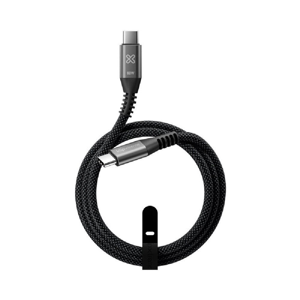Klip Xtreme - USB cable - 24 pin USB-C - 1 m - Black - 60W Braided Fast charging - Imagen 3