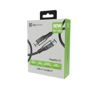 Klip Xtreme - USB cable - 24 pin USB-C - 1.8 m - Black - 60W Braided Fast charging