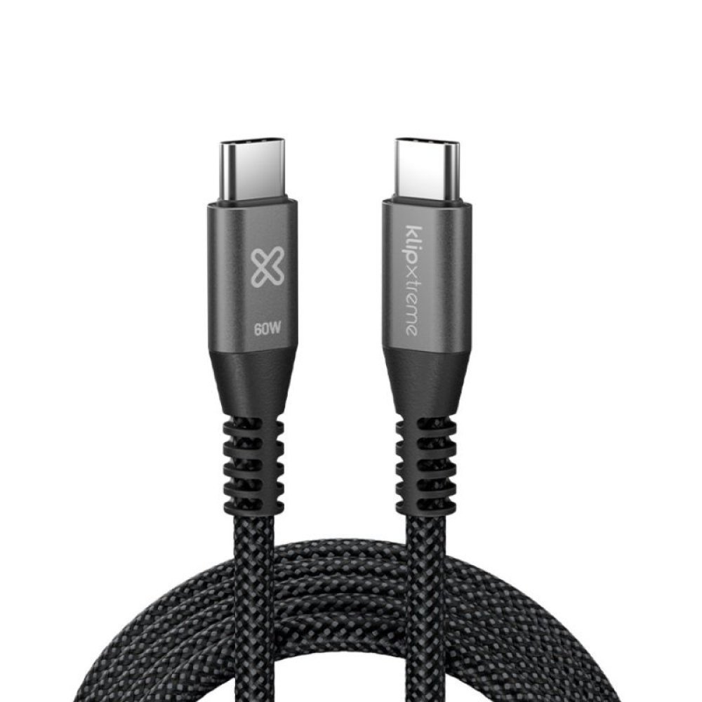Klip Xtreme - USB cable - 24 pin USB-C - 1.8 m - Black - 60W Braided Fast charging - Imagen 2