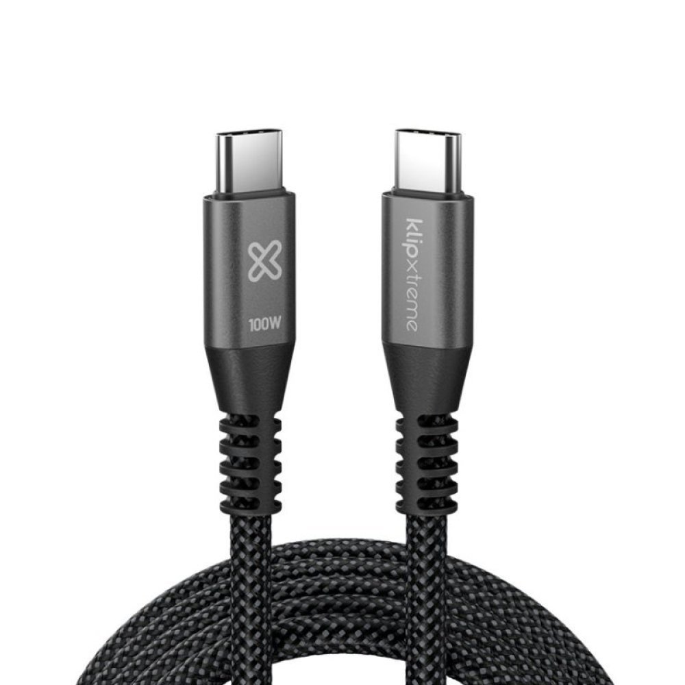 Klip Xtreme - USB cable - 24 pin USB-C - 1.8 m - Black - 100W Braided Fast charging