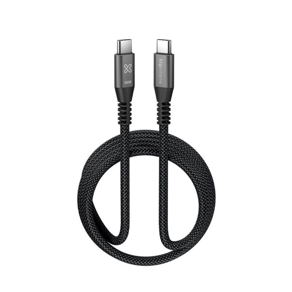Klip Xtreme - USB cable - 24 pin USB-C - 1.8 m - Black - 100W Braided Fast charging - Imagen 2