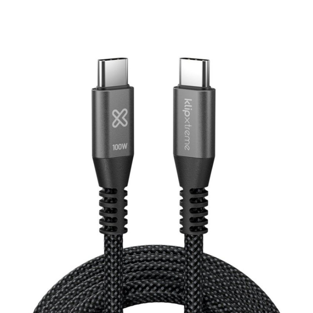 Klip Xtreme - USB cable - 24 pin USB-C - 3 m - Black - 100W Braided Fast charging