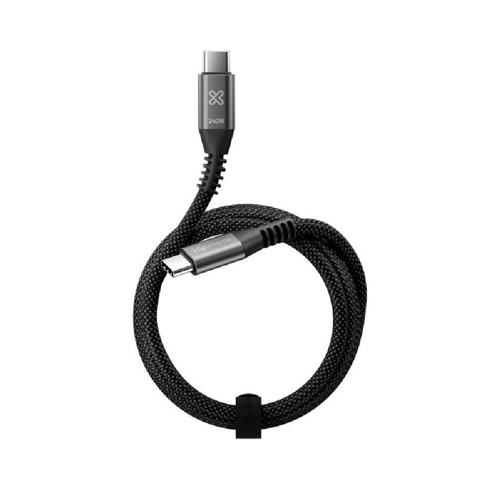 Klip Xtreme - USB cable - 24 pin USB-C - 1.8 m - Black - 240W Braided Fast Charging - Imagen 3