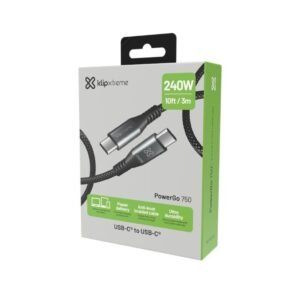 Klip Xtreme - USB cable - 24 pin USB-C - 3 m - Black - 240W Braided Fast Charging