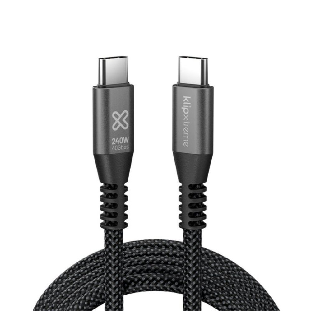Klip Xtreme - USB cable - 24 pin USB-C - 1.8 m - Black - 240W 40Gbps Braided Fast Charg