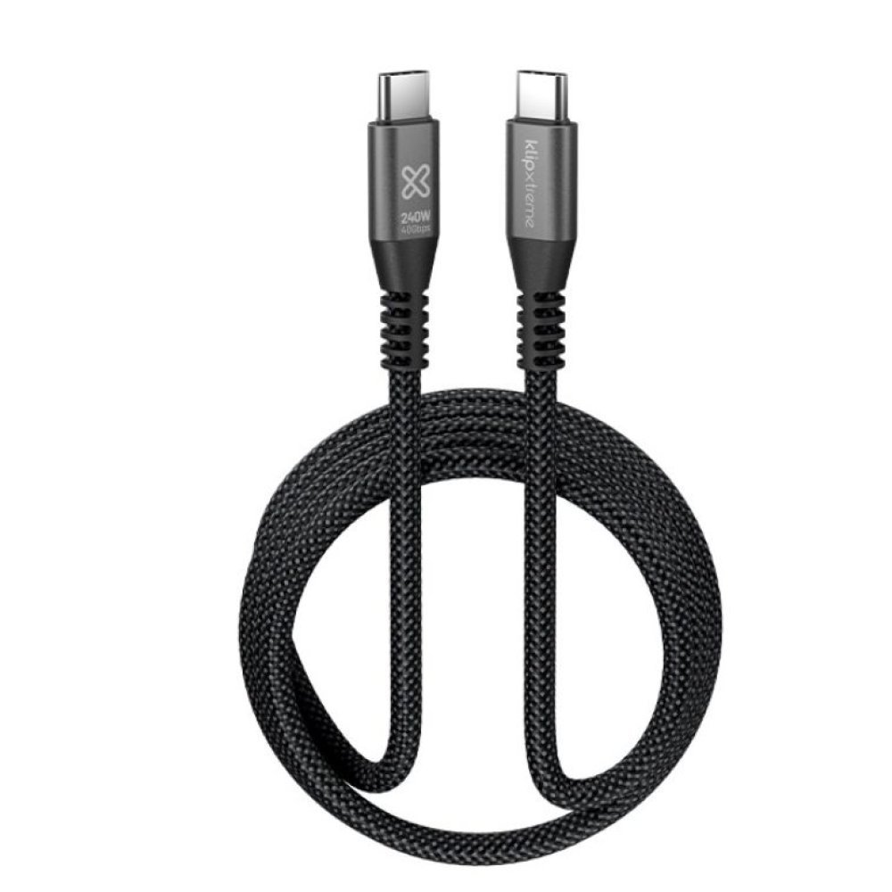 Klip Xtreme - USB cable - 24 pin USB-C - 1.8 m - Black - 240W 40Gbps Braided Fast Charg - Imagen 2