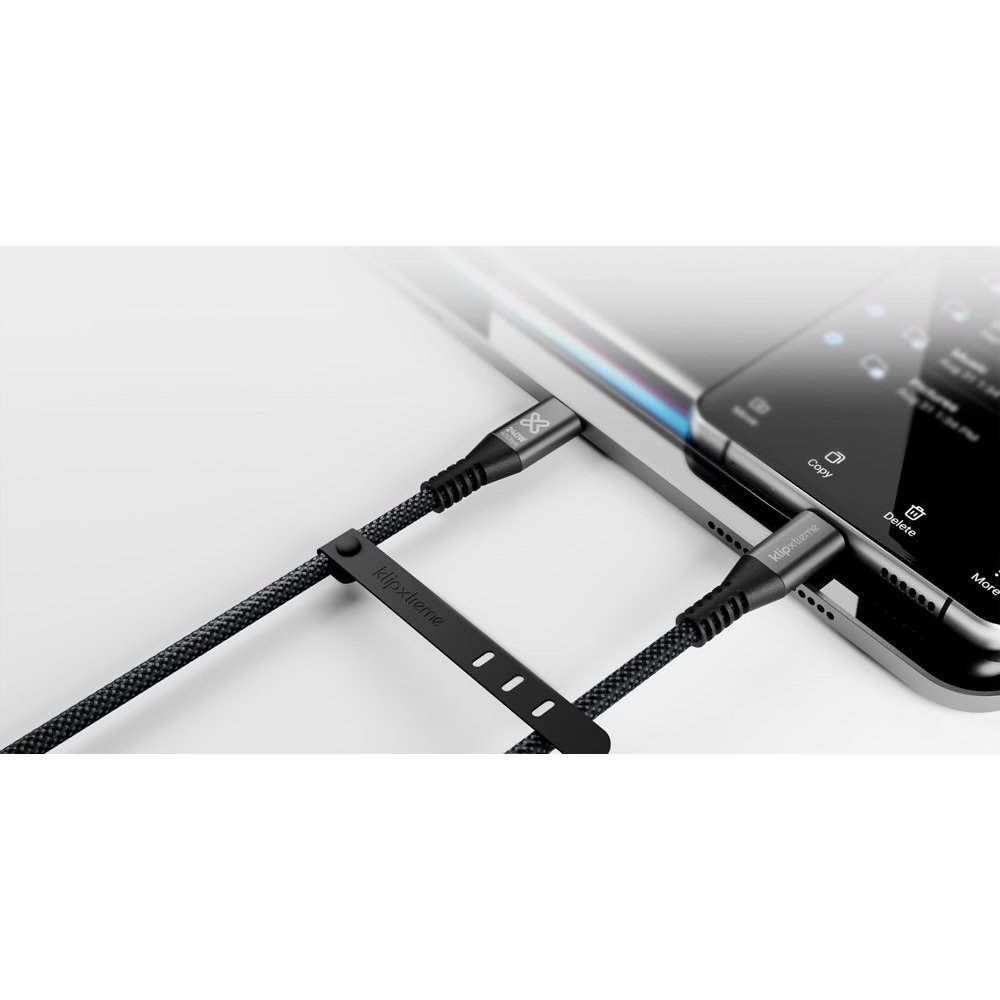 Klip Xtreme - USB cable - 24 pin USB-C - 1.8 m - Black - 240W 40Gbps Braided Fast Charg - Imagen 3