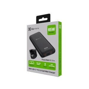 Klip Xtreme - Power converter / charger - 65 Watt - 2 x 24 pin USB-C - Laptop / Macbooks / Notebook / Cellular phone / Tablet - Wall - Para Smartphones tablets small devices - Slim
