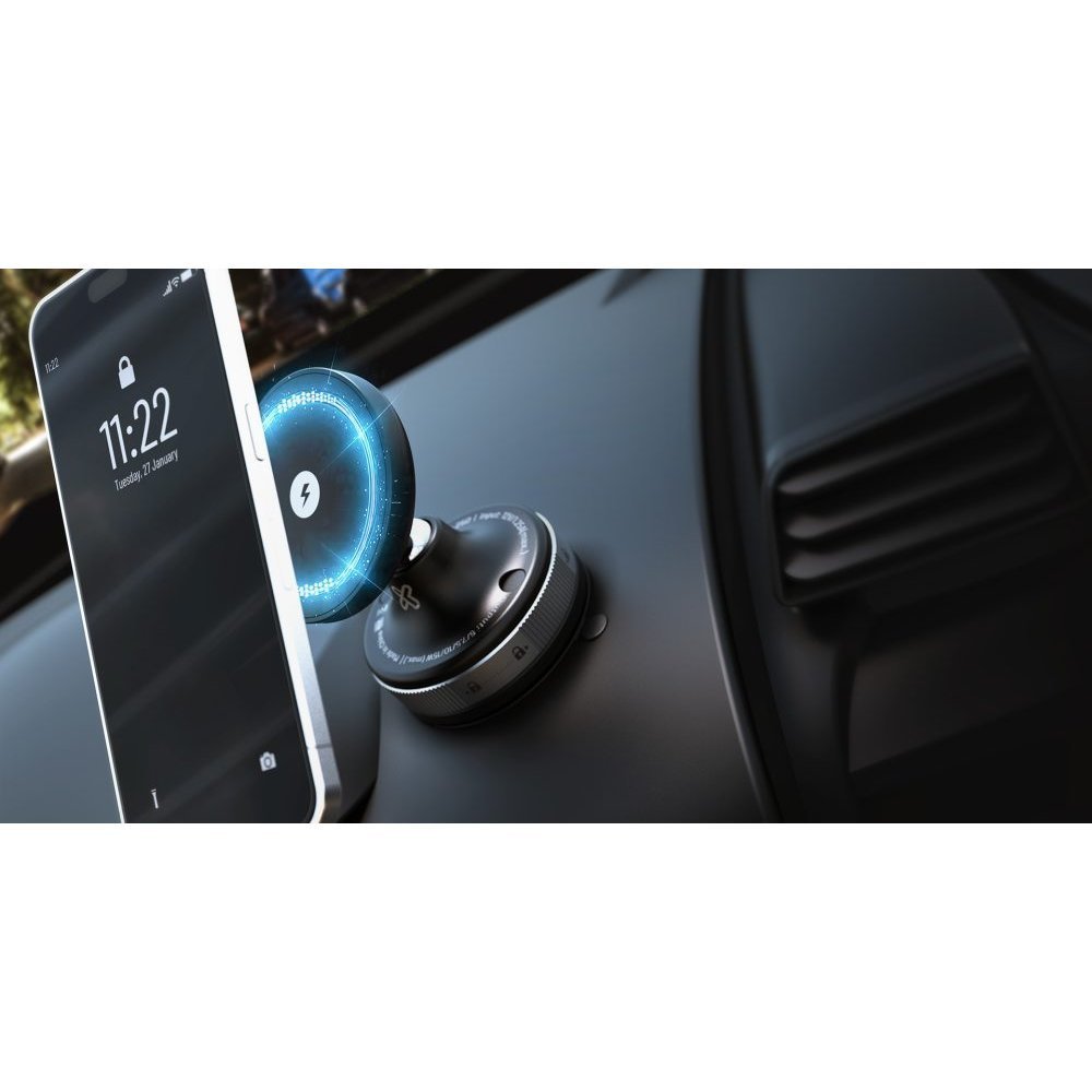 Klip Xtreme - Car wireless charging holder - 15 Watt - 24 pin USB-C - Cellular phone / Wireless earbuds / Apple AirPods / Apple Watch - Wireless - Para Smartphones - Vacuum Articulated - Imagen 2