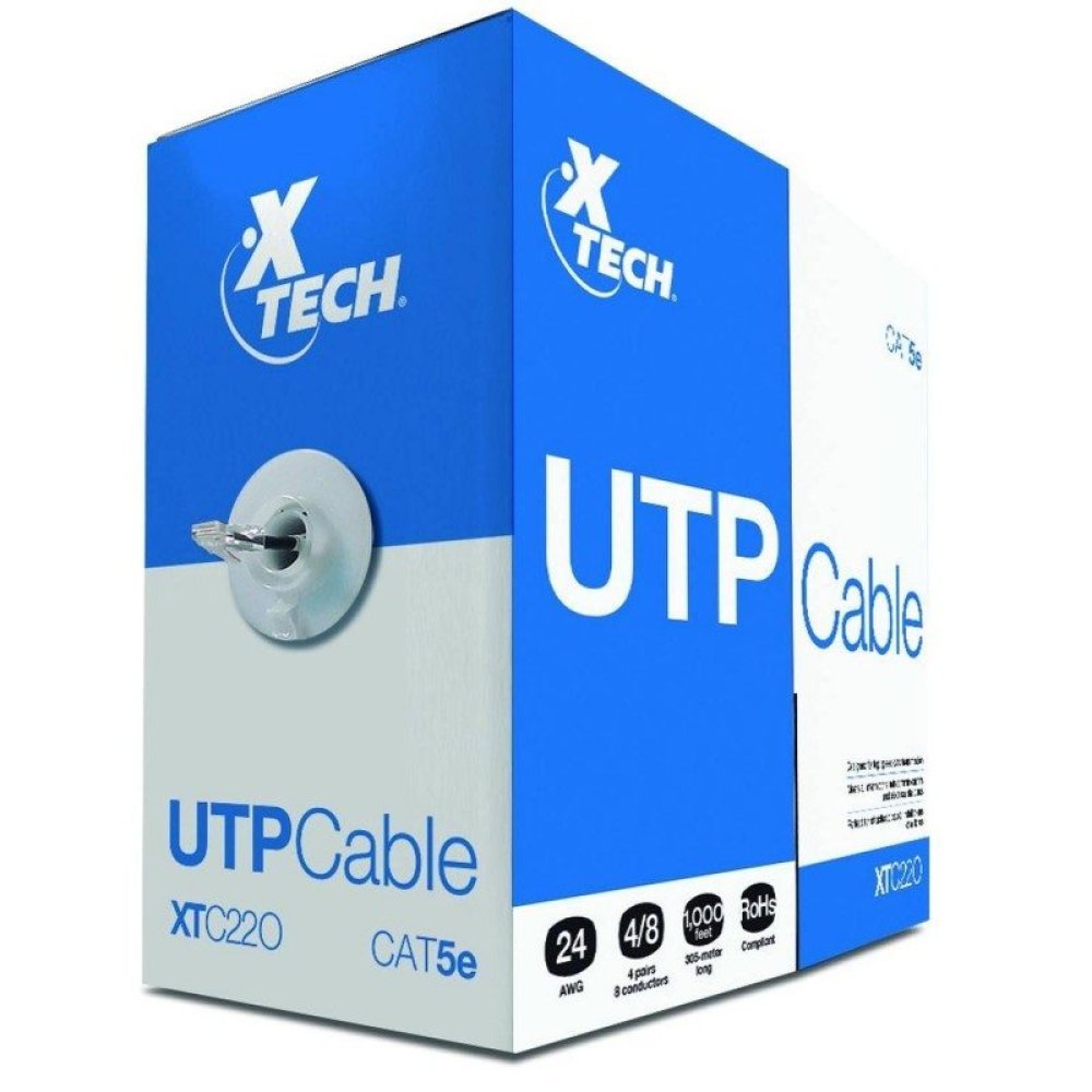 Xtech - Cable al por mayor - RJ-45 (M) a RJ-45 (M) - 305 m - UTP - CAT 5e - gris
