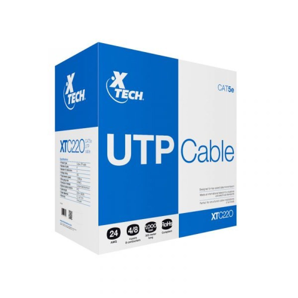 Xtech - Cable al por mayor - RJ-45 (M) a RJ-45 (M) - 305 m - UTP - CAT 5e - gris - Imagen 2