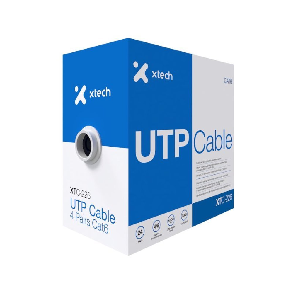 Xtech - Network cable - Unshielded twisted pair (UTP) - 305 m - Gray - CAT6 24 AWG XTC-226