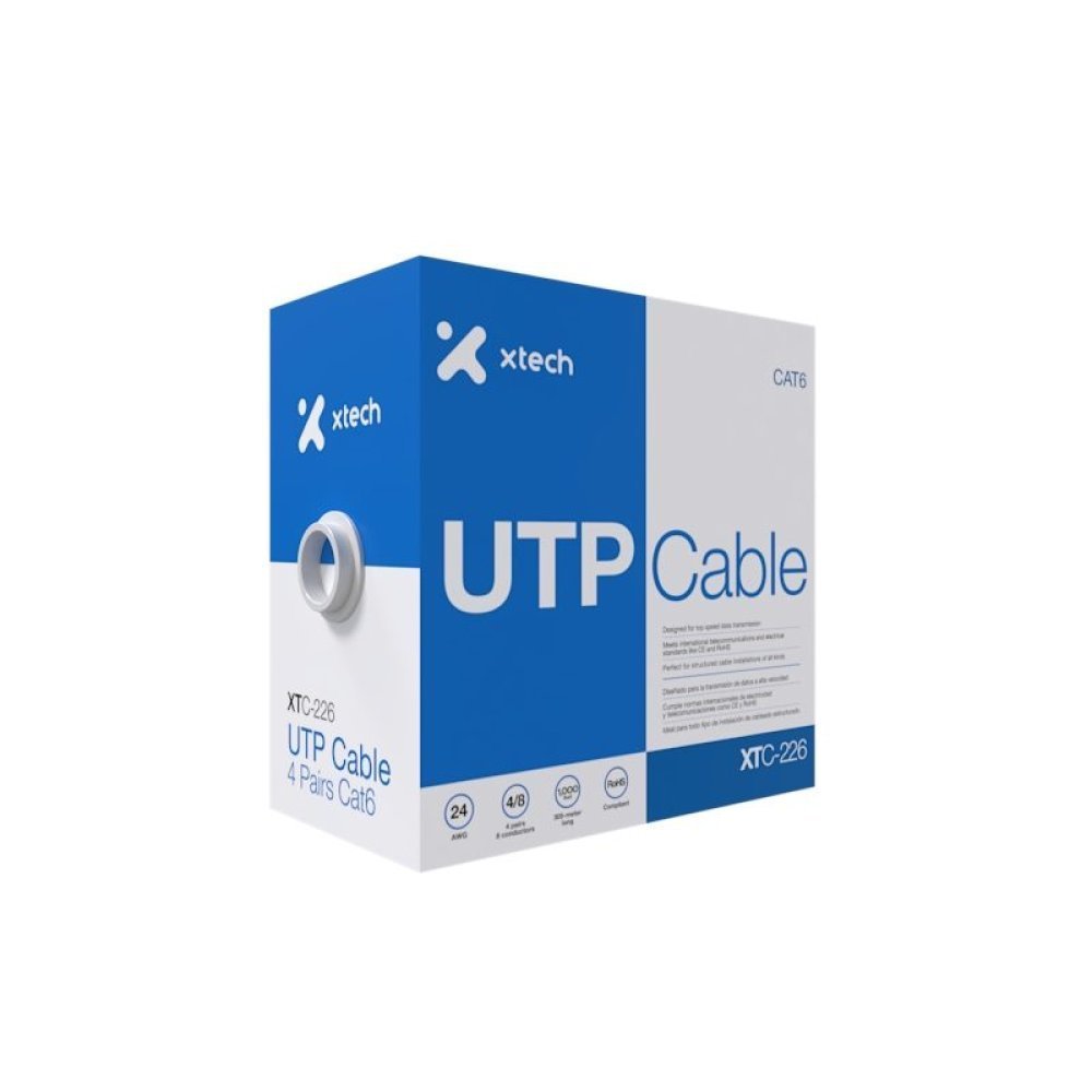 Xtech - Network cable - Unshielded twisted pair (UTP) - 305 m - Gray - CAT6 24 AWG XTC-226 - Imagen 2