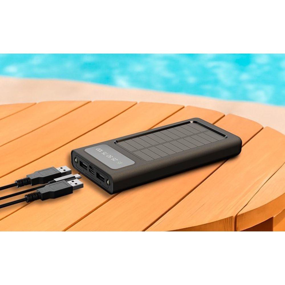Xtech XPB-100 - Solar Power Bank - 24 pin USB-C / 4 pin USB Type A / 5 pin Micro-USB Type A - 24 pin USB-C / 4 pin USB Type A / 5 pin Micro-USB Type A - Lithium ion polymer - Para Universal - built-in charg cables10,000mAh - Imagen 3