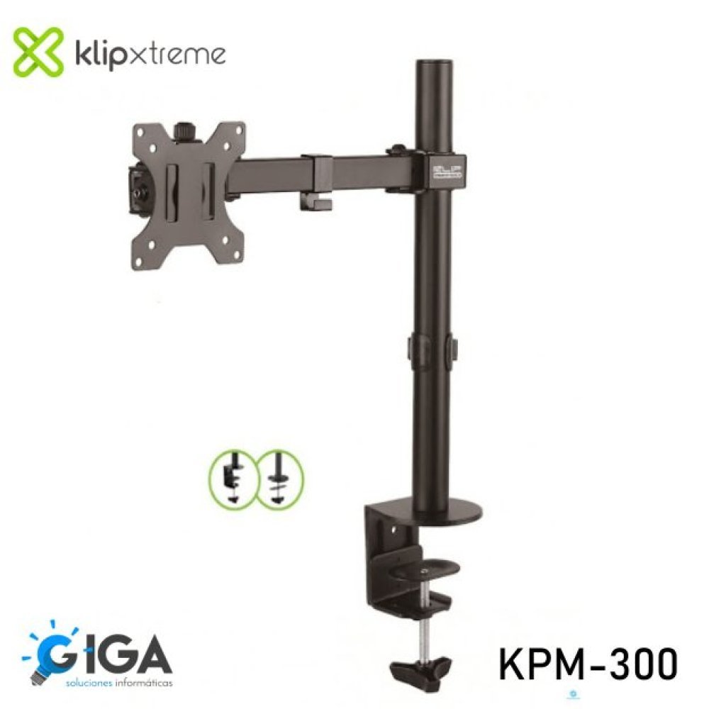 Klip Xtreme KPM-300 - Kit de montaje - para pantalla plana - plástico, acero de alta calidad - negro - tamaño de pantalla: 13"-32" - montable en escritorio