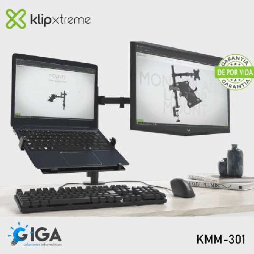 Klip Xtreme - Desktop to monitor mounting kit - x1 -Laptop Mount 32" - Imagen 2