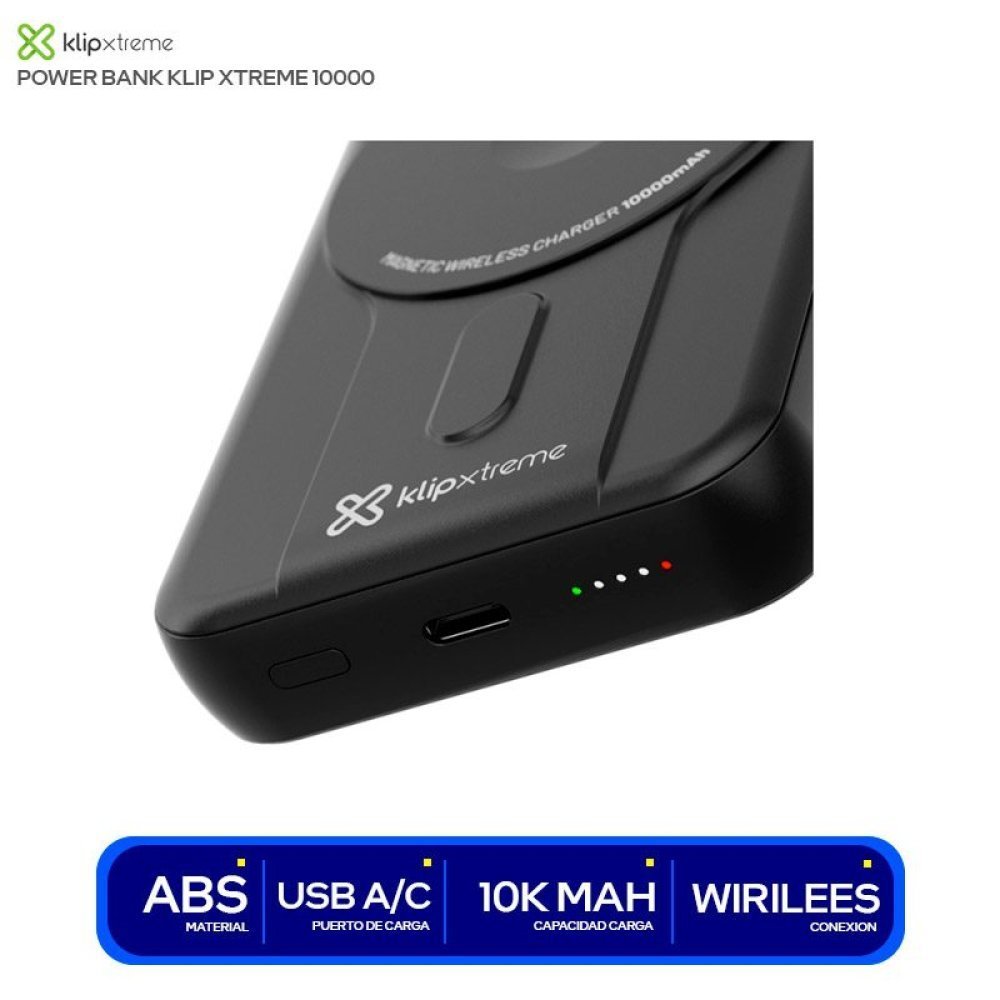 Klip Xtreme - Power bank - 24 pin USB-C - Lithium polymer - Para Smartphones - Wireless Charg 10.000 mAh - Imagen 4