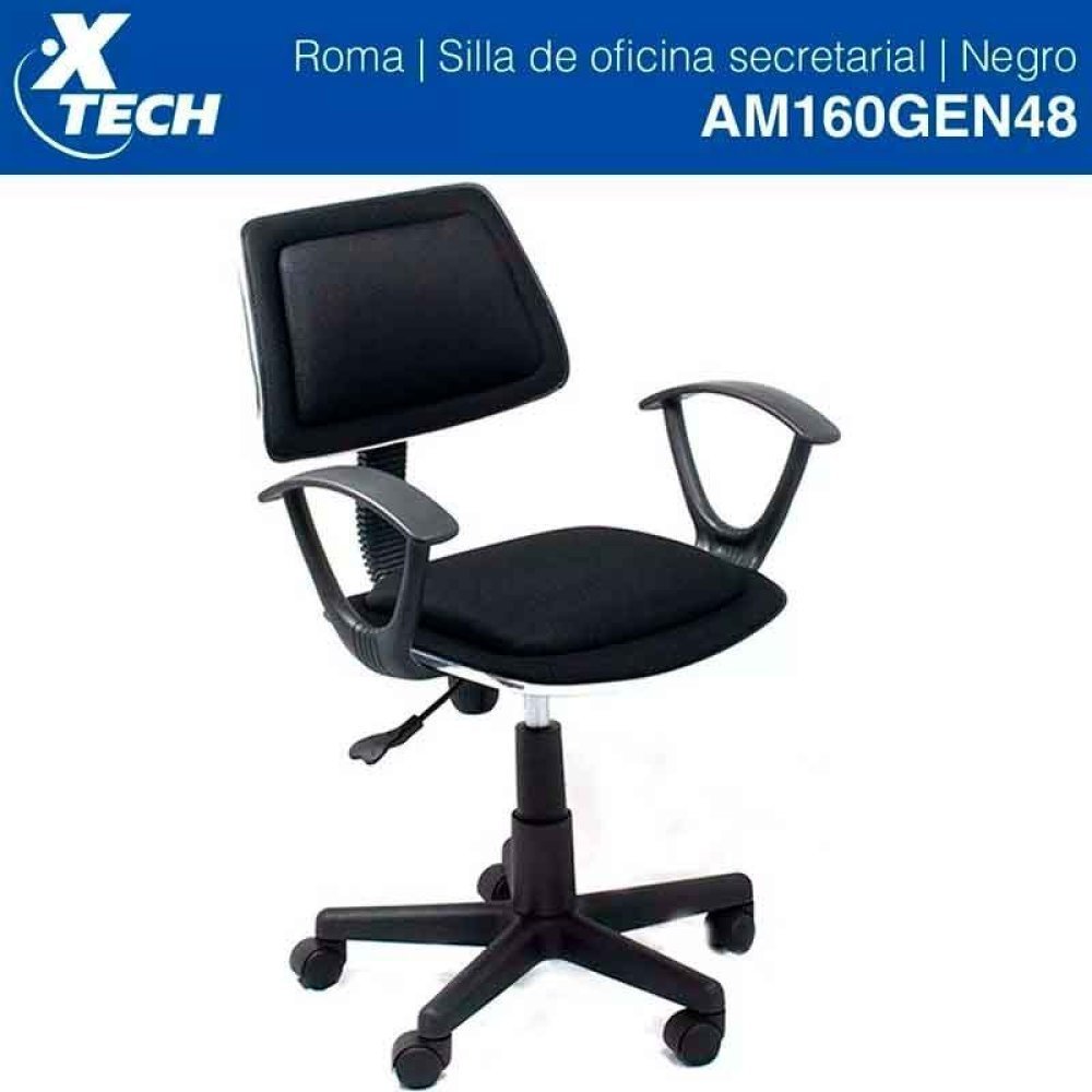 Xtech Roma - Silla - secretario - reposabrazos - inclinación - giratorio - plástico, metal, espuma, contrachapado, tejido - negro - Imagen 3