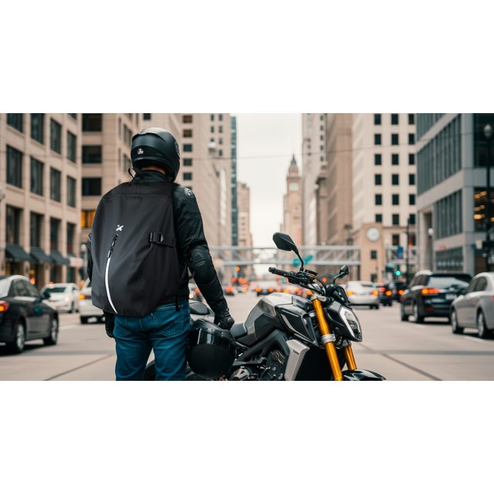 Xtech - Motorcycle Helmet Backpack - 15.6" - 900D polyester - All black - Capacity up to 35L XTB-520 - Imagen 2