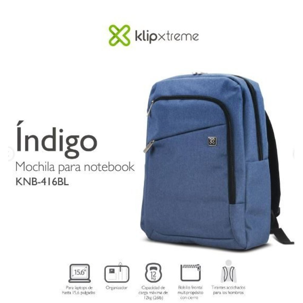 Klip Xtreme - 15.6" - 100D Polyester - Azul - Backpack KNB-416BL - Imagen 2