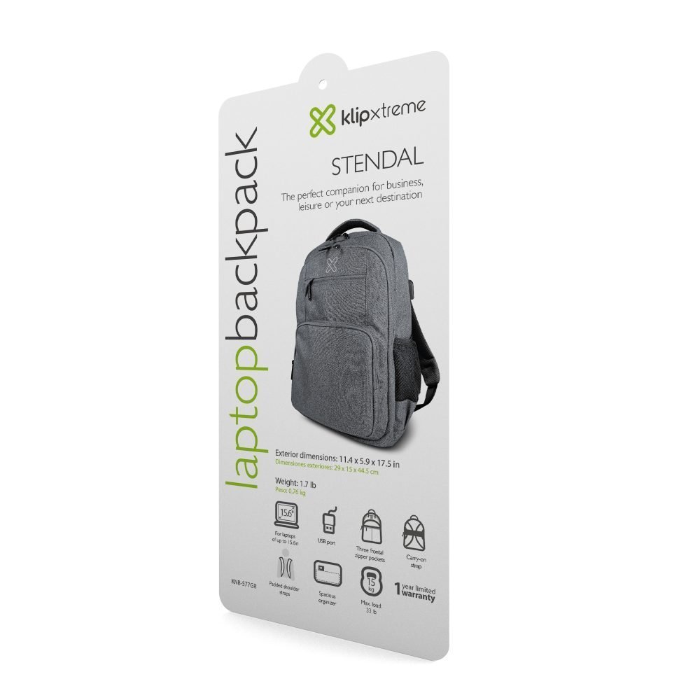 Klip Xtreme - Notebook carrying backpack - 15.6" - Polyester - Gray - KNB-577GR - Imagen 3