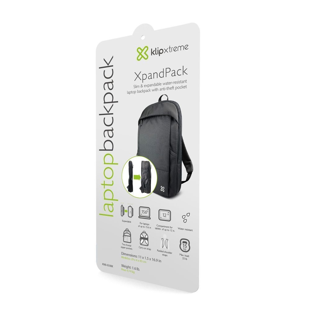 Klip Xtreme - Notebook carrying backpack - 15.6" - Polyester - Black - Expandable