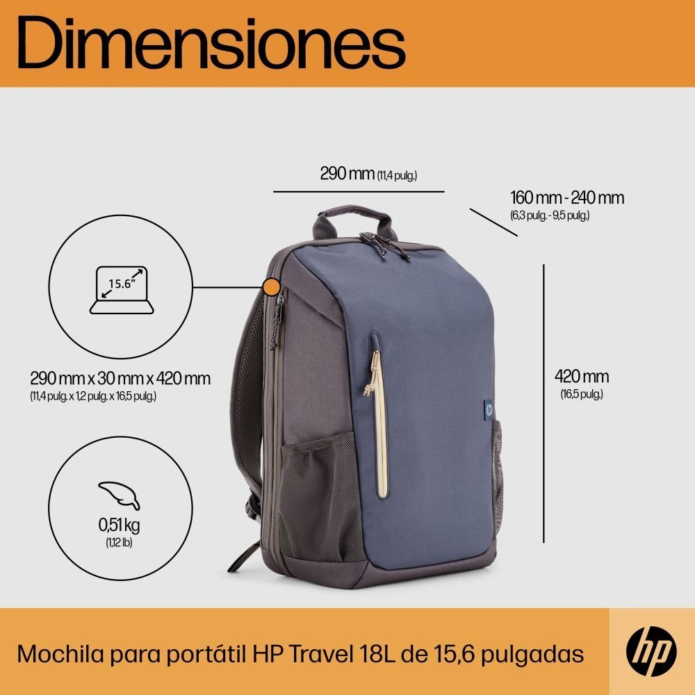 HP Travel - Mochila para transporte de portátil - hasta 15,6" - noches azules - para Victus by HP Laptop 15; Laptop 14, 15, 15s; Pavilion x360 Laptop - Imagen 2