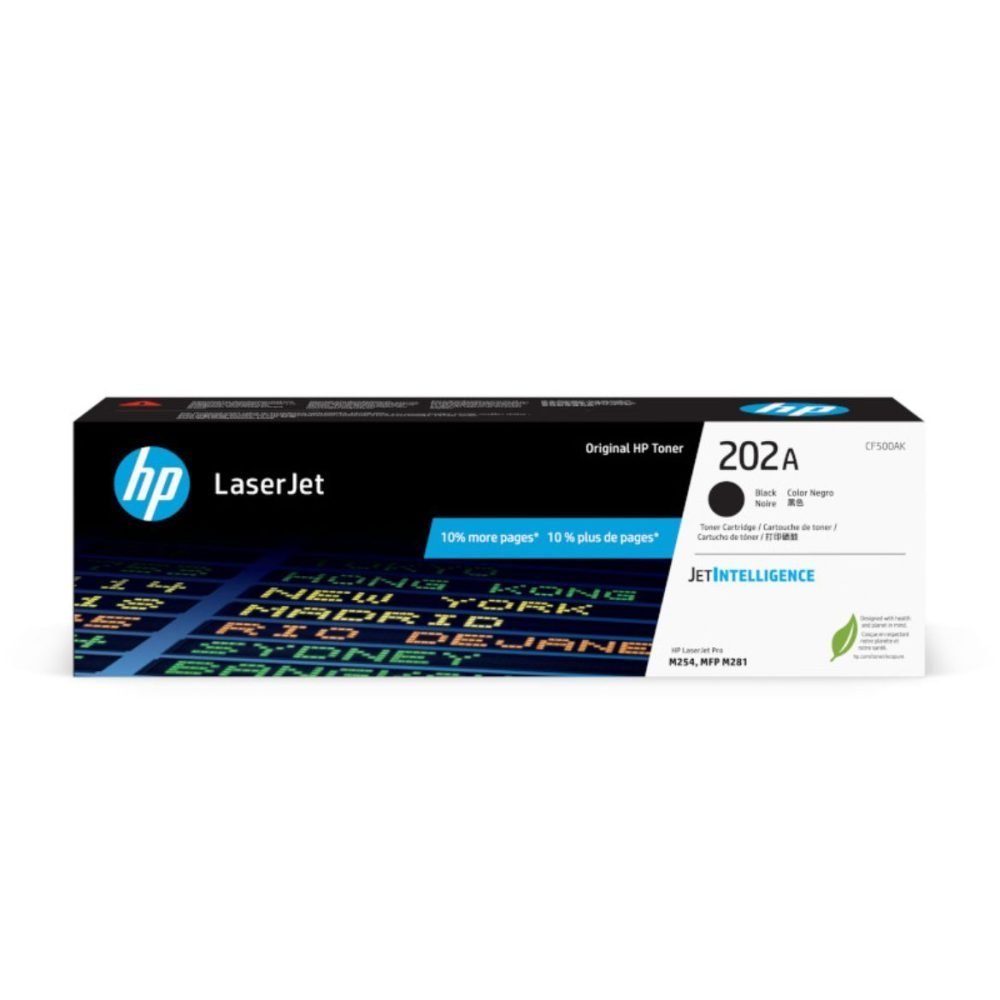 HP 202A - Negro - original - LaserJet - cartucho de tóner (CF500A) - para Color LaserJet Pro M254dw, M254nw, MFP M280nw, MFP M281cdw, MFP M281fdn, MFP M281fdw - Imagen 3