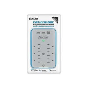 Forza FWT-631USBC - Protector contra sobretensiones (montaje en pared) - CA 125 V - 1875 vatios - conectores de salida: 6 - blanco