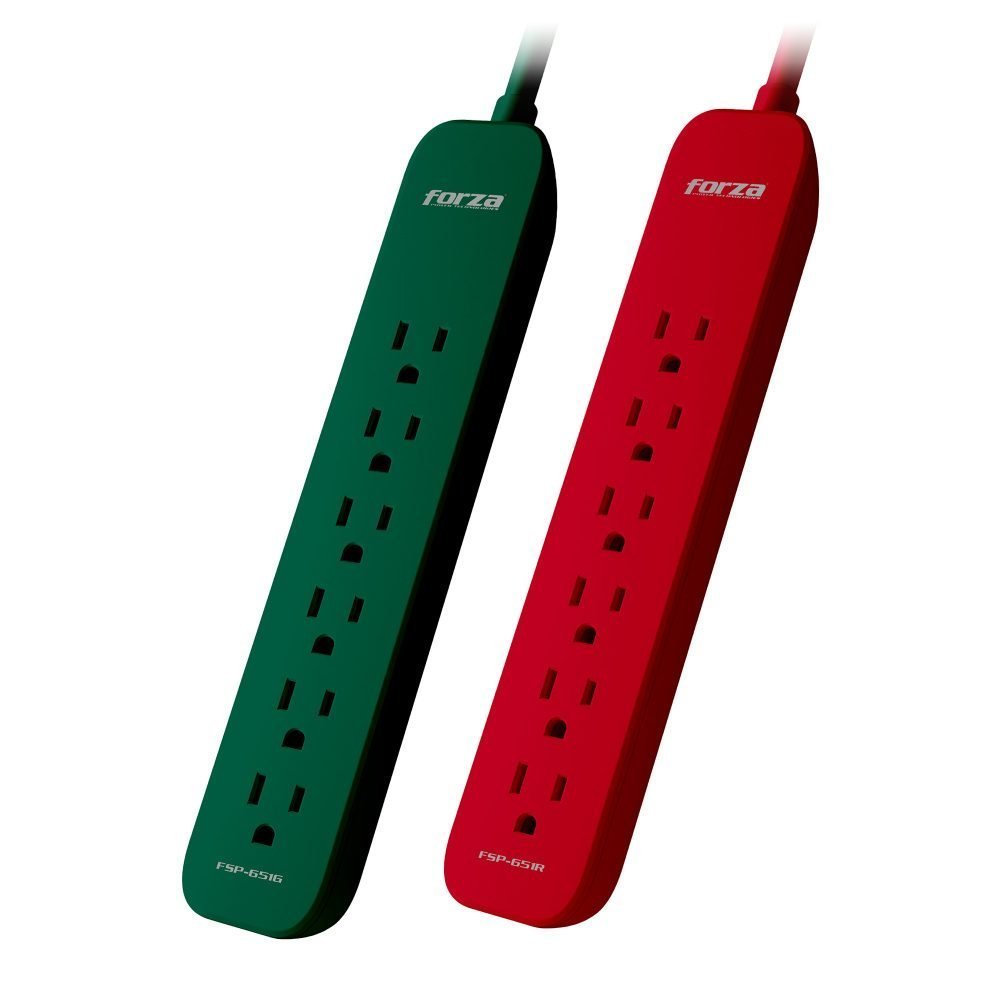 Forza - Surge protector - AC 110/220 V - 6 Tomas de Corriente - 500J 2Pack GR/BK - Imagen 5