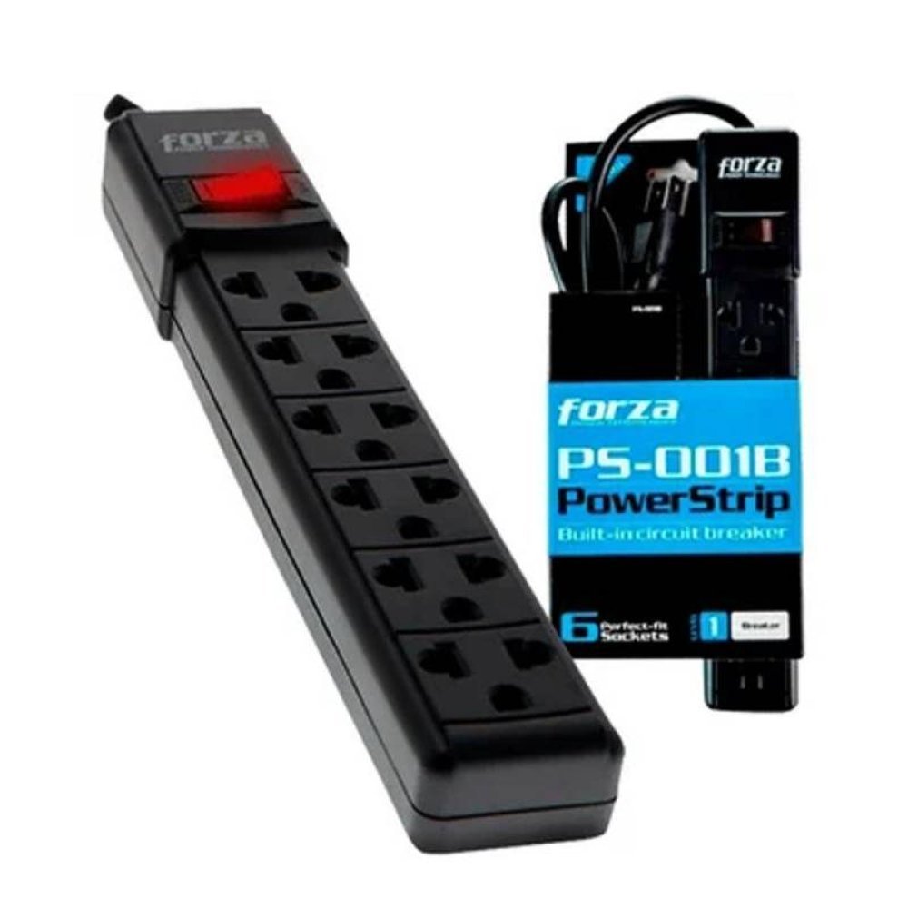 Forza - PS Series PS-001B - Banda de potencia - CA 120-220 V - conectores de salida: 6 - negro - Imagen 2