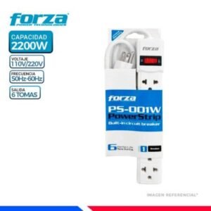 Forza PS Series PS-001W - Banda de potencia - AC 120-220 V - conectores de salida: 6 (NEMA 5-15, Euroconector) - blanco