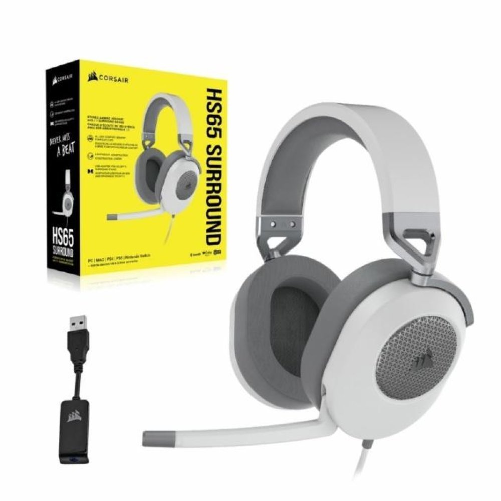 Auriculares Gaming Corsair HS65 SURROUND Blancos - Imagen 5