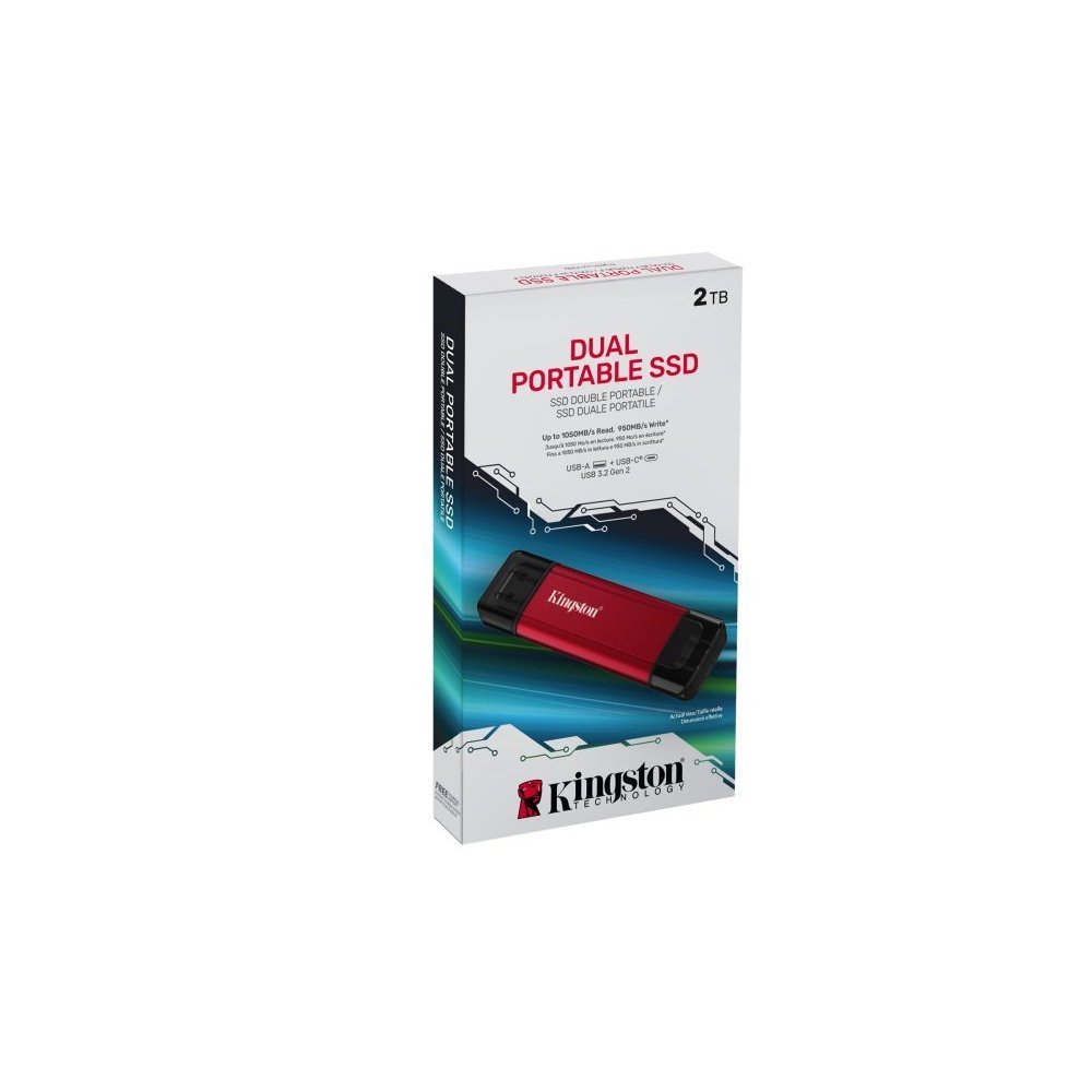 Kingston - External hard drive - 2TB Dual USB-A/C Portable SSD, - Imagen 3
