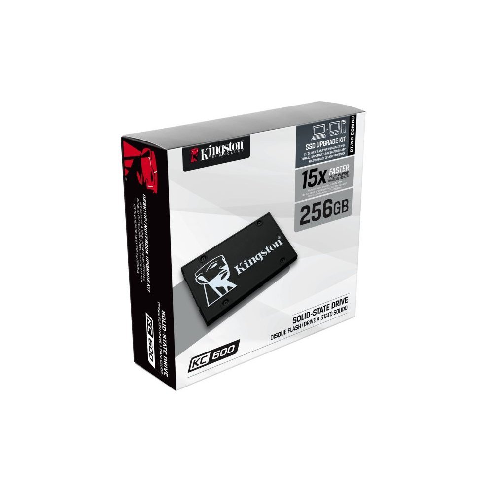 Kingston KC600 - SSD - cifrado - 256 GB - interno - 2.5" - SATA 6Gb/s - AES de 256 bits - TCG Opal Encryption, Self-Encrypting Drive (SED)
