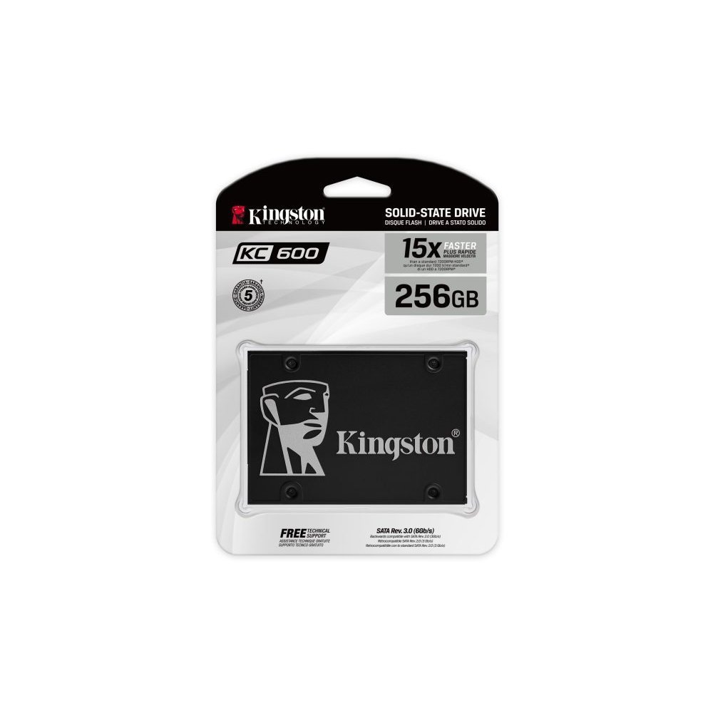 Kingston KC600 - SSD - cifrado - 256 GB - interno - 2.5" - SATA 6Gb/s - AES de 256 bits - TCG Opal Encryption, Self-Encrypting Drive (SED) - Imagen 2