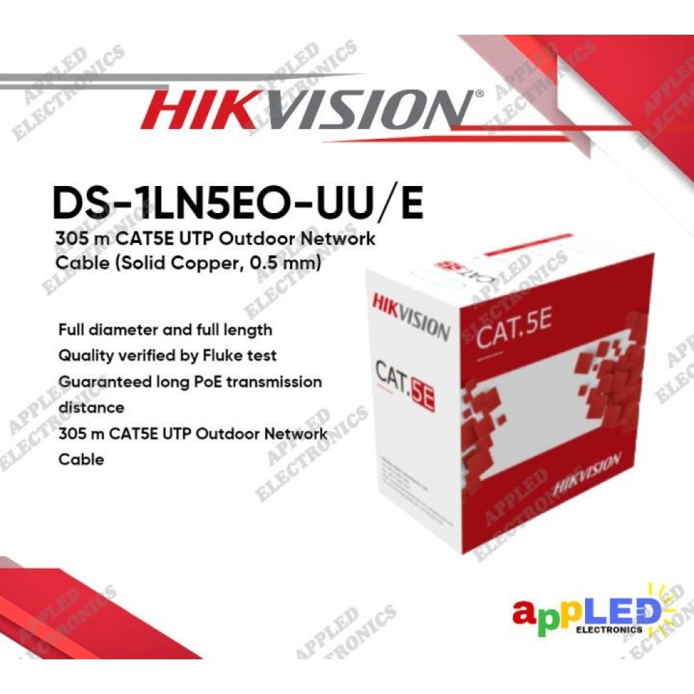 Hikvision - Cable al por mayor - 305 m - 5 mm - UTP - CAT 5e - blanco
