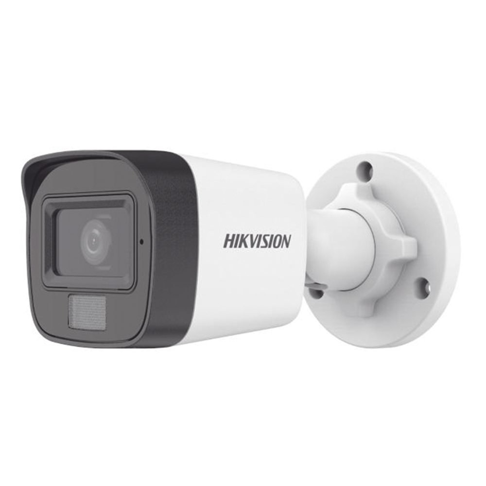 Hikvision 2MP Smart Hybrid Light Audio Fixed Mini Bullet Camera - switchable signals (TVI/AHD/CVI/CVBS?- Audio with audio over coaxial cable - built-in mic - Metal - Outdoor - fixed focal 2.8mm - DWDR - 1920x1080 - IP67 - 30M IR - 20M White light - Imagen 3