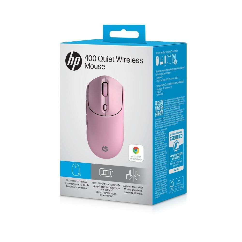 HP - Mouse - Wireless - 400 Quiet Pink Wireless Mouse - Imagen 3